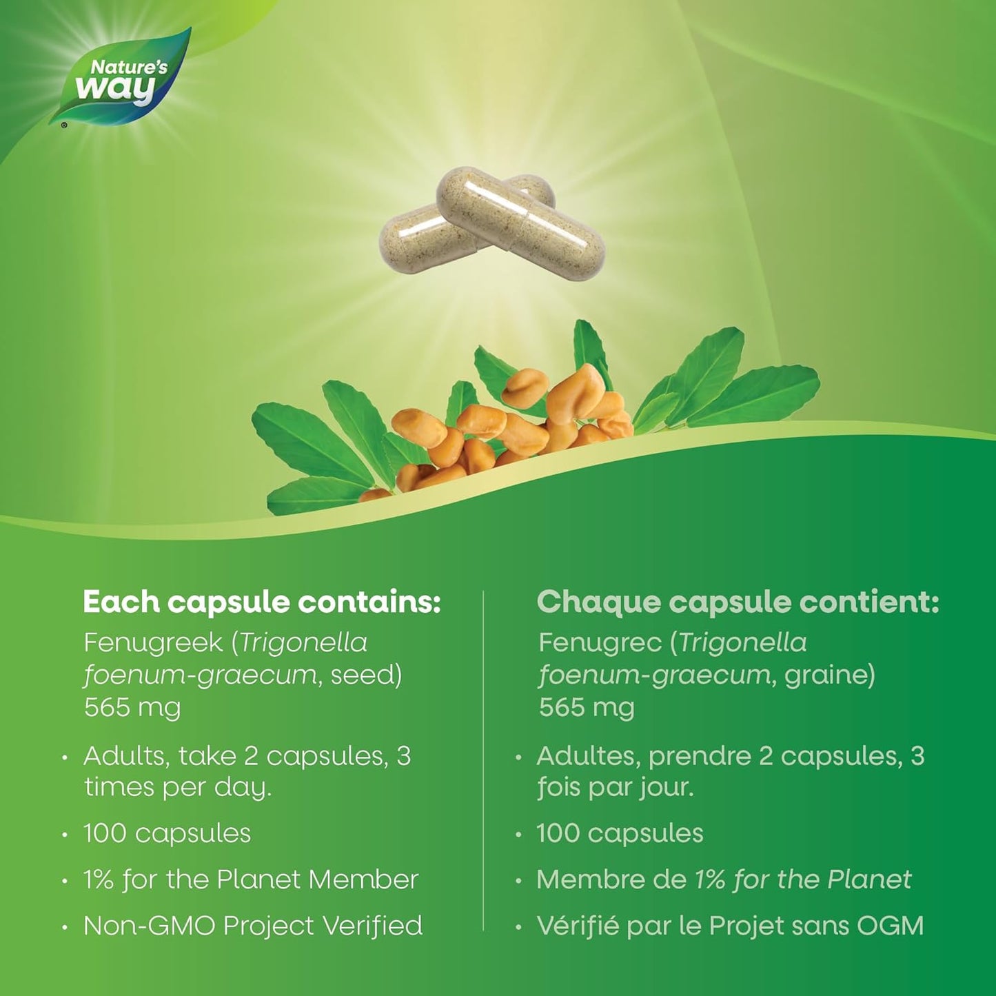 Nature’s Way Fenugreek Seed – Breastfeeding Supplement – Lactation Support to Help Mothers Increase Breast Milk Production, Non-GMO – 100 Vegetarian Capsules