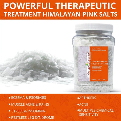 天然溶液氯化鎂片 3.7 磅 | 純鎂沐浴露，用於肌肉恢復、緩解壓力和放鬆 | 治療級浸泡鹽，用於緩解肌肉酸痛