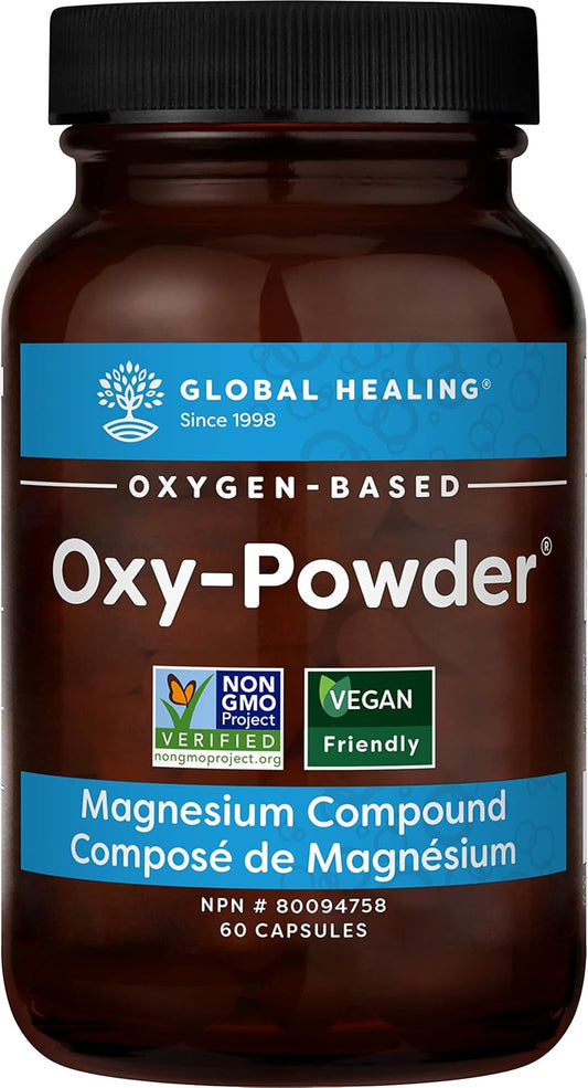Global Healing Oxy-Powder Oxygen-Based Colon Cleanse and Detox - Poop Stool Softener For Bloating, Gas & Constipation Relief For Women & Men (60 Capsules) - Canadian Version