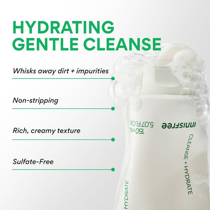 innisfree Green Tea Amino Acid Cleansing Foam, Sulfate-Free Hydrating Korean Face Wash, Gentle Lather, pH-Balanced Skincare