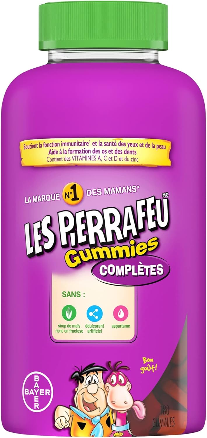 FLINTSTONES 兒童複合維生素軟糖 - 兒童複合維生素，兒童複合維生素軟糖有助於保持身體健康，不含人工甜味劑、阿斯巴甜、合成 FD&C 色素，180 粒軟糖