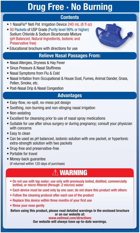 NeilMed Nasaflo 洗鼻壶，50 支（包装可能有所不同）