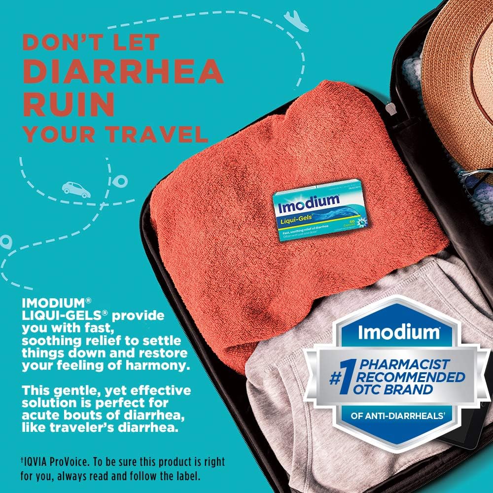 易蒙停液體膠囊 - 快速緩解腹瀉 - 鹽酸洛哌丁胺 - 止瀉藥 - 60粒液體膠囊，2毫克