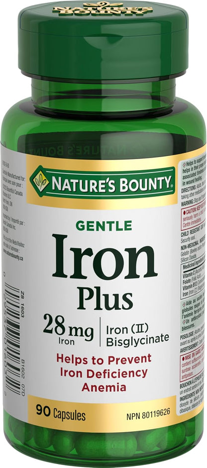 自然之寶 Iron Plus，28 毫克，溫和，有助於預防貧血，支持免疫健康，幫助紅血球形成和功能，幫助傷口癒合，抗氧化劑，膠囊，49 克