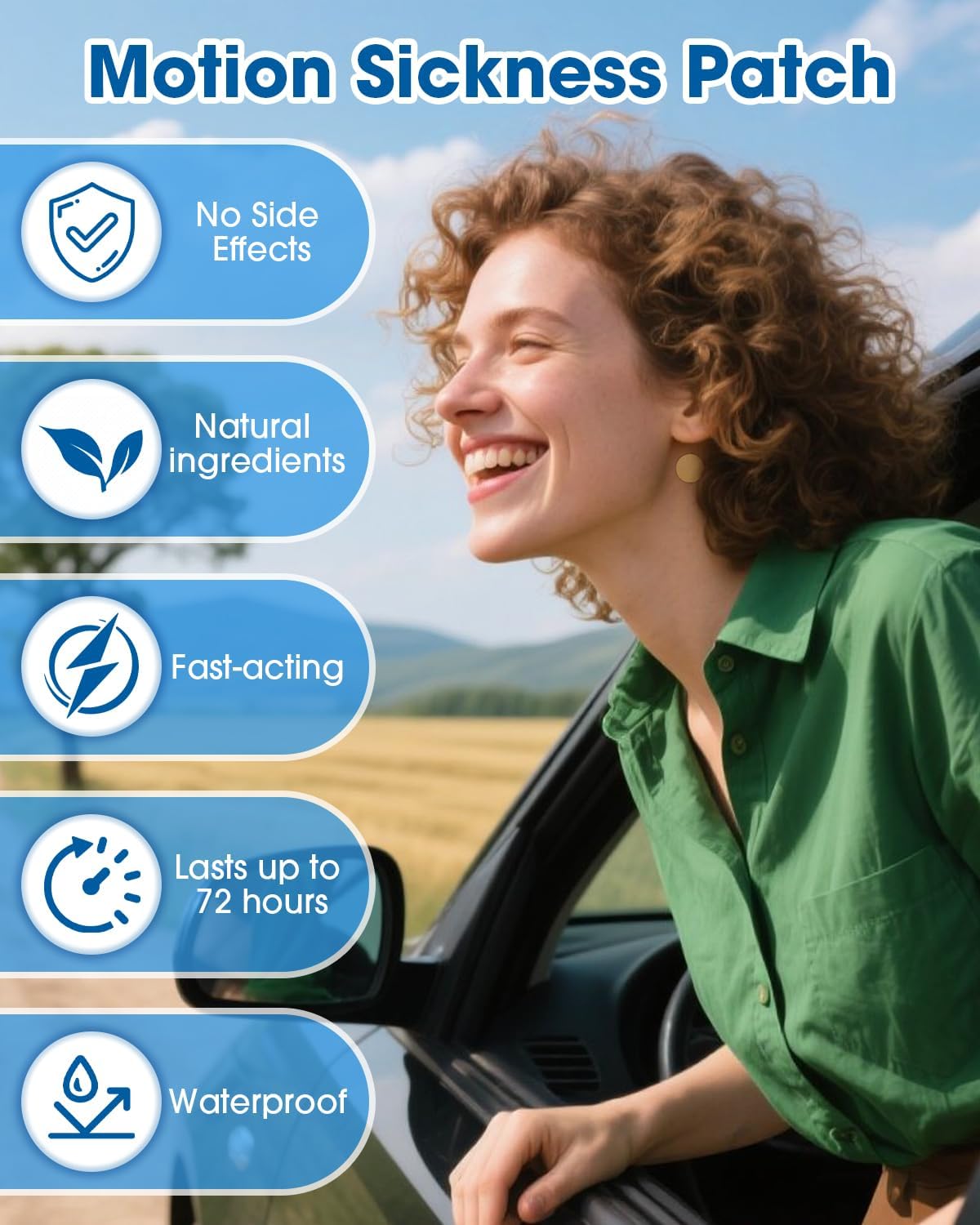 MYMULIKE 36 片暈車貼，不瞌睡暈船貼，適用於遊輪、飛機和其他交通工具 - 旅行必備，快速起效，72 小時持久