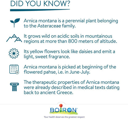 Arnica Montana 30ch，3 支装，Boiron 顺势疗法药物，多剂量管 & Arnicare 瘀伤肿胀、肿块和水肿，天然来源，45 克