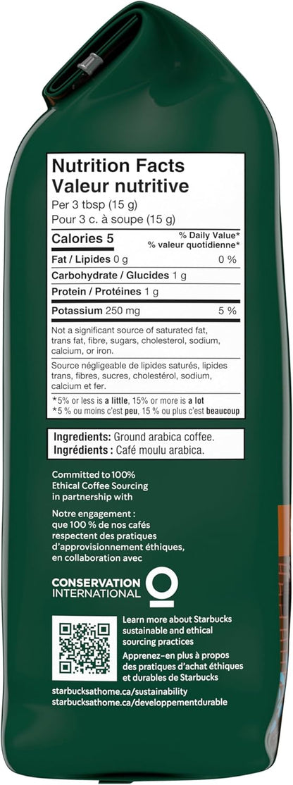 星巴克派克市场研磨咖啡，中度烘焙咖啡，100% 阿拉比卡咖啡豆研磨 - 340 克袋装（6 包，2040 克）