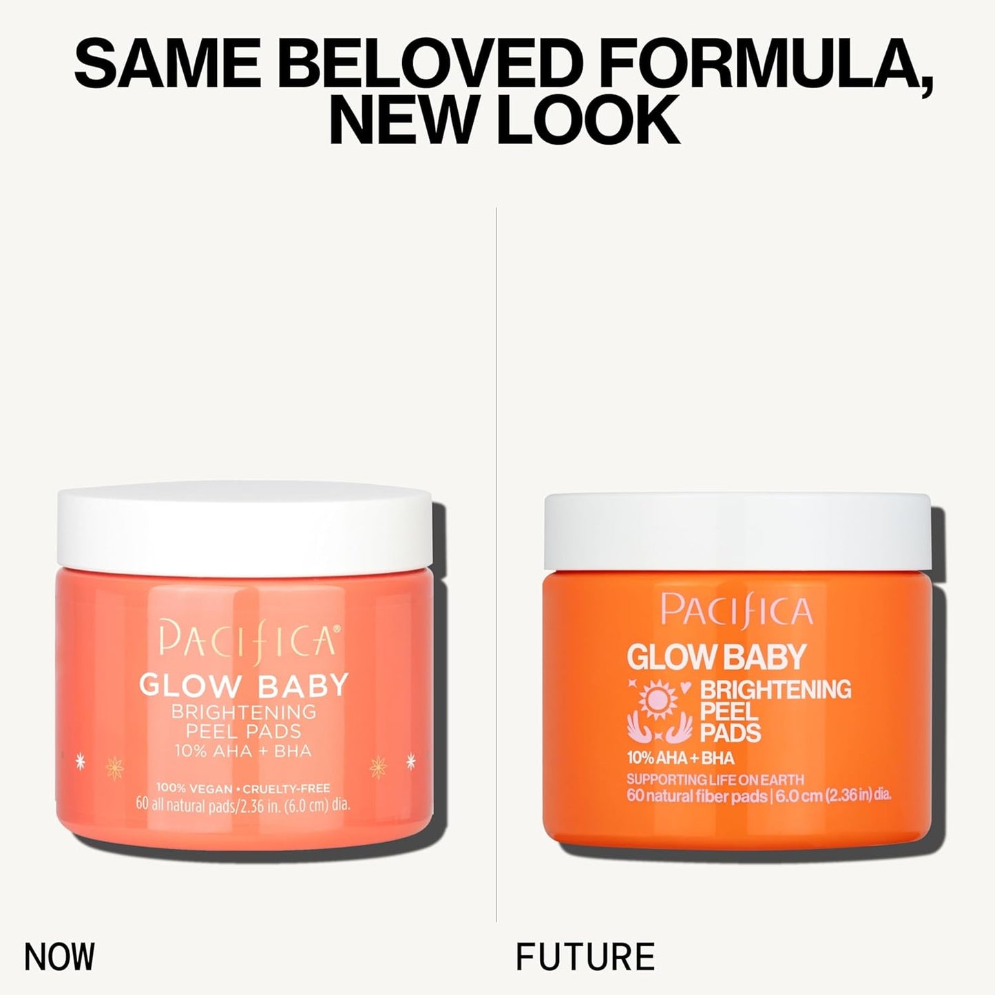 Pacifica Beauty Glow Baby Brightening Peel Pads 10% AHA + BHA, Skincare, Exfoliating, Skin Texture, Minimize Pores, For All Skin Types, Fragrance Free, Clean Skin Care, Vegan - 60 Pads (1 Count)
