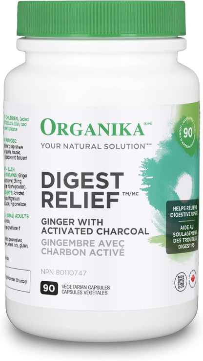 Organika 全譜植物酵素 - 幫助分解碳水化合物、脂肪、蛋白質、乳製品 - 60 粒素食膠囊和消化緩解 - 含生薑和活性碳 - 緩解消化不良，90 粒（1 包）