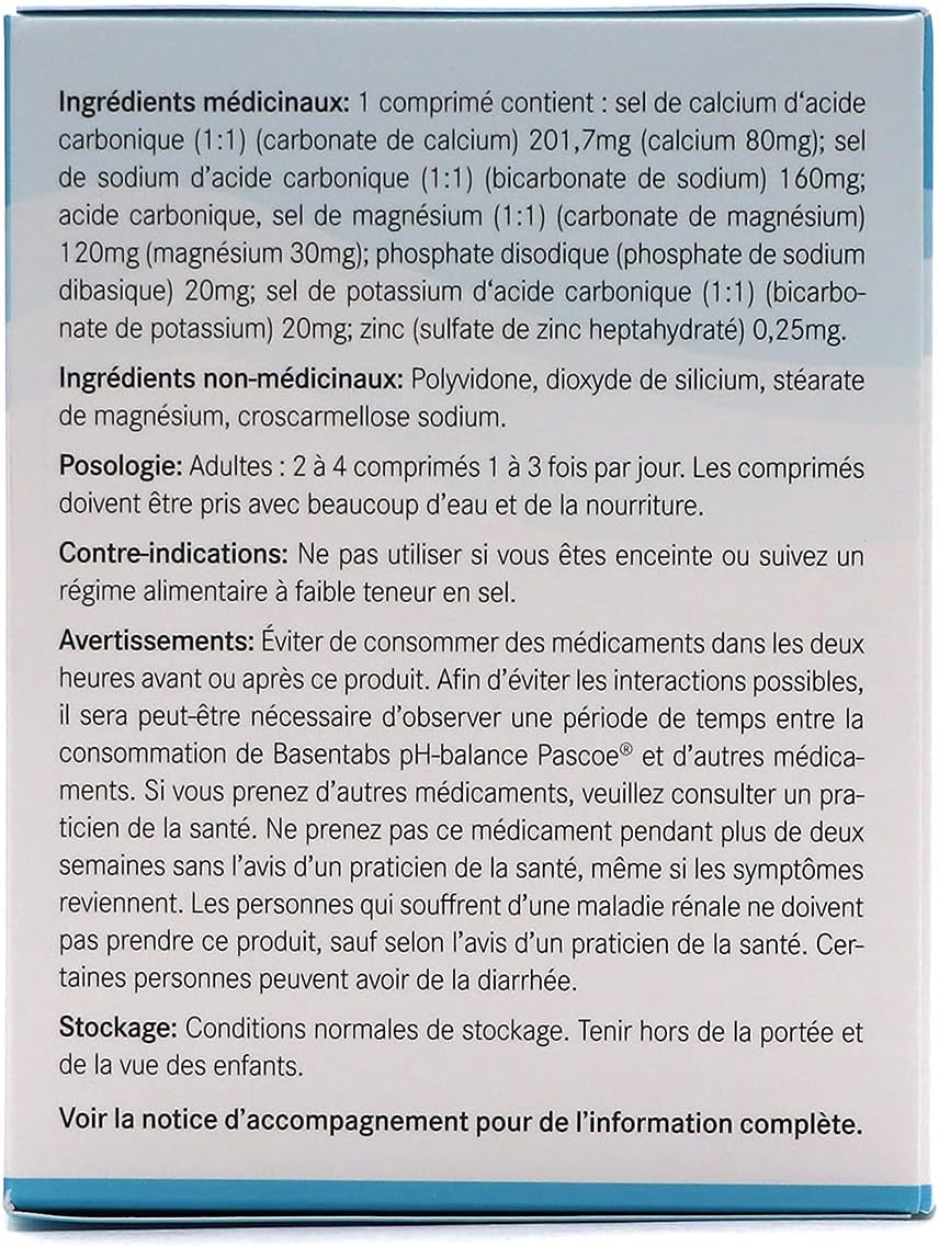 Pascoe - Basentabs pH 平衡片 - 200 片裝 - 含鹼性鹽類的抗酸劑。有助於骨骼的發育和維護 - 經驗證的高鹼化能力 - 碳酸鈣、碳酸氫鈉、鎂鈣…