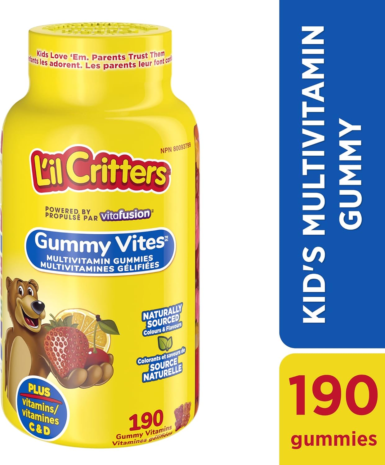 L'il Critters GummyVites 儿童复合维生素软糖，11 种必需营养素和儿童维生素 D3 软糖，800 IU 维生素 D3 每日剂量，支持骨骼健康*，天然来源的口味