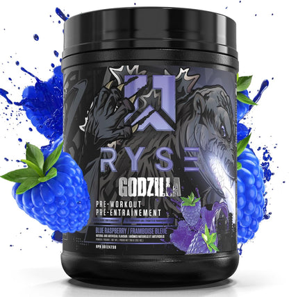 RYSE Up Supplements Noel Deyzel x Godzilla Pre Workout | Intense Pumps, Energy, & Focus | Citrulline & Beta Alanine | 400mg Total Caffeine | 40 Servings (Blue Raspberry)