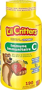 L'IL CRITTERS 免疫 C Plus 鋅軟糖維生素，天然色素和香料，190 粒