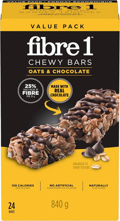 纤维 1 - 超值装 - 燕麦巧克力软糖，24 块装，天然香料，不含人工色素，840 克包装，零食棒，采用真正的巧克力制成