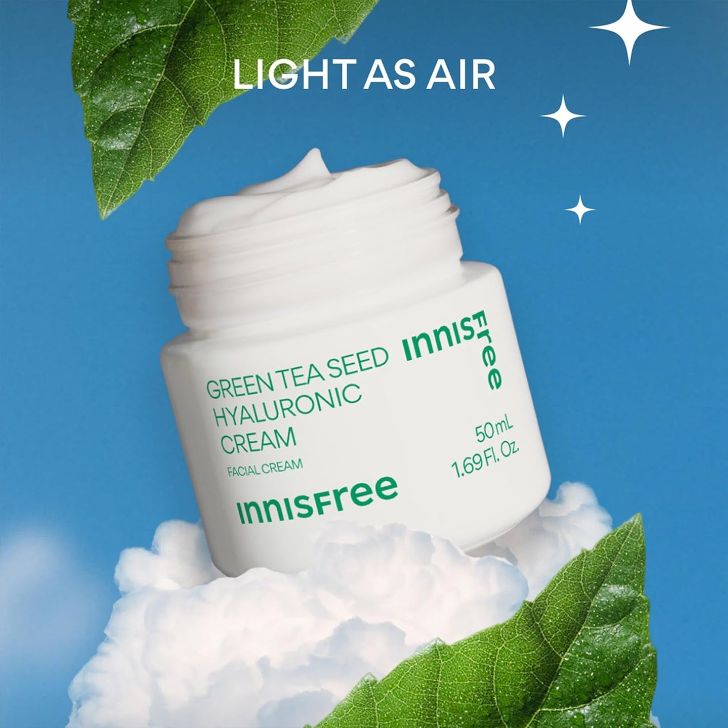 innisfree Green Tea Seed Hyaluronic Acid Cream With Squalane and Ceramides, Korean Hydrating Face Moisturizer and Balancing Cream