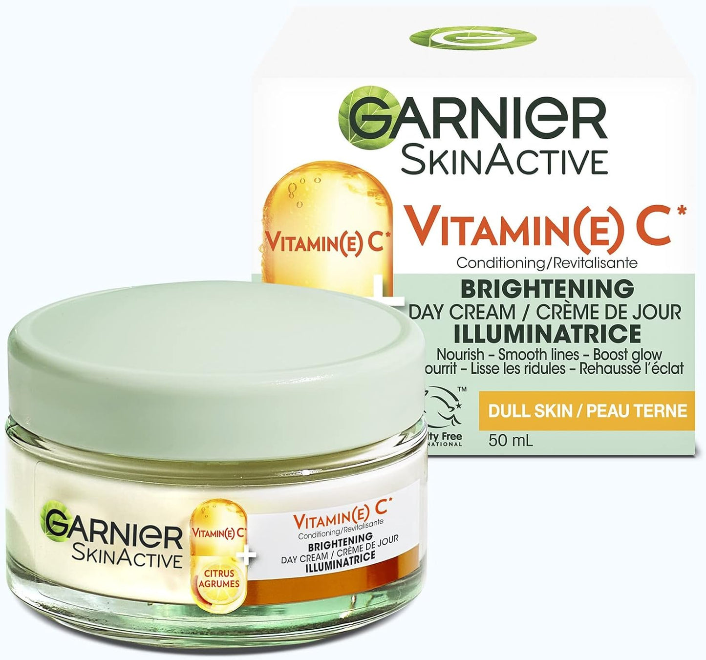 Garnier Aloe Vera Serum, With Hyaluronic Acid and Aloe, Replumping and Hydrating & Vitamin C* Brightening Day Cream with Super Citrus, Nourishes and Boosts Skin Glow, SkinActive - 50ml