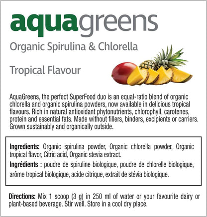 Prairie Naturals 有機水生綠葉蔬菜，有機螺旋藻和小球藻混合物，綠色活力劑，排毒，抗氧化，經第三方測試，純素，無麩質，非基因，在戶外可持續有機種植，Tropica...