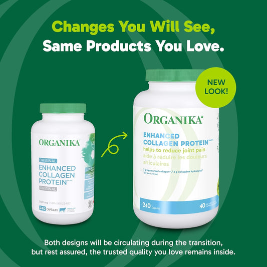 Organika 增強型膠原蛋白膠囊 - 有益於頭髮、皮膚、指甲和關節健康 - 水解，吸收更佳 - 草飼，非基因改造 - 240 粒膠囊