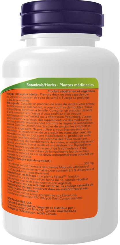 NOW Supplements, Relora 300 毫克（厚朴和黃檁植物萃取混合物），120 粒素食膠囊
