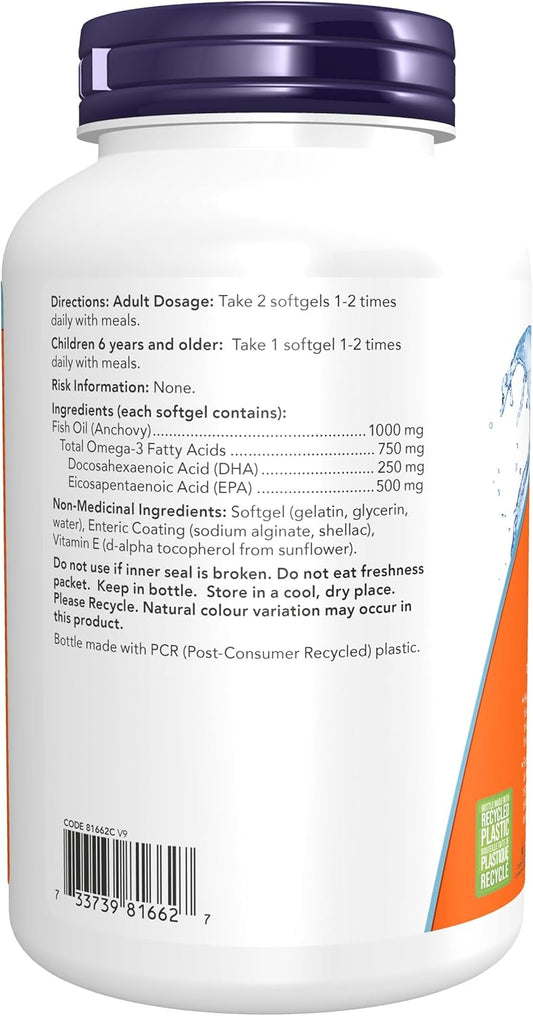 NOW Supplements, 超級 Omega-3 分子蒸餾腸溶包衣軟膠囊，180 粒