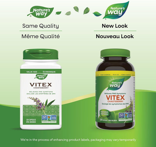 Nature's Way Vitex Chasteberry – Herbal Supplement to Help Relieve PMS Symptoms, Normalize Hormones and Stabilize Menstrual Cycle Irregularities – Non-GMO - 320 Vegetarian Capsules, Value Size