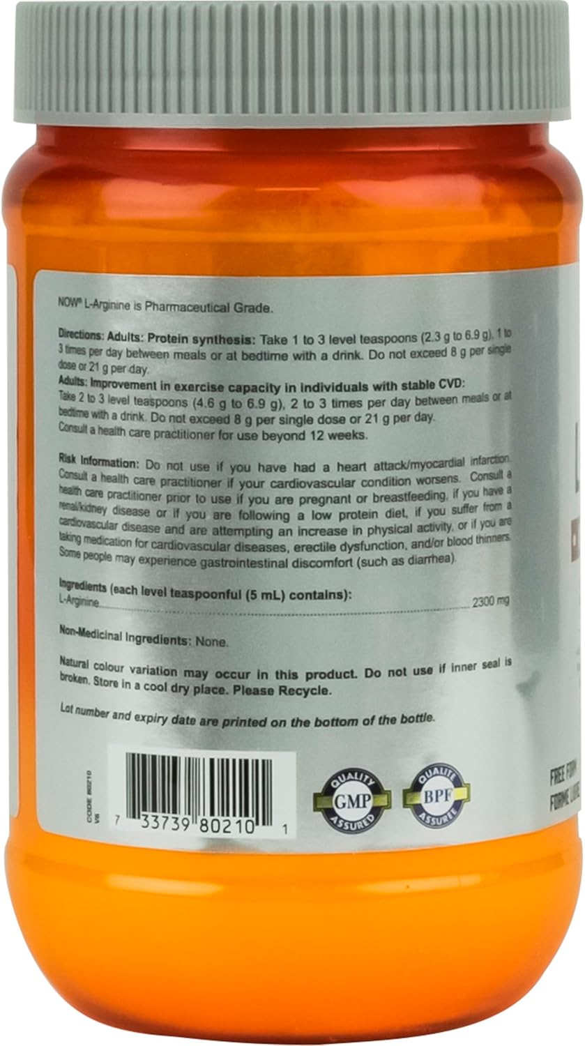 NOW Sports, L-Arginine Powder, Nitric Oxide Precursor, Amino Acids, 454g