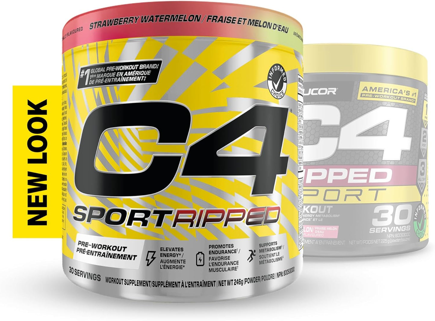 Cellucor C4 Sport Ripped 產熱運動前粉 - Informed-Choice 認證運動前能量和脂肪代謝 - 草莓西瓜味，30 份