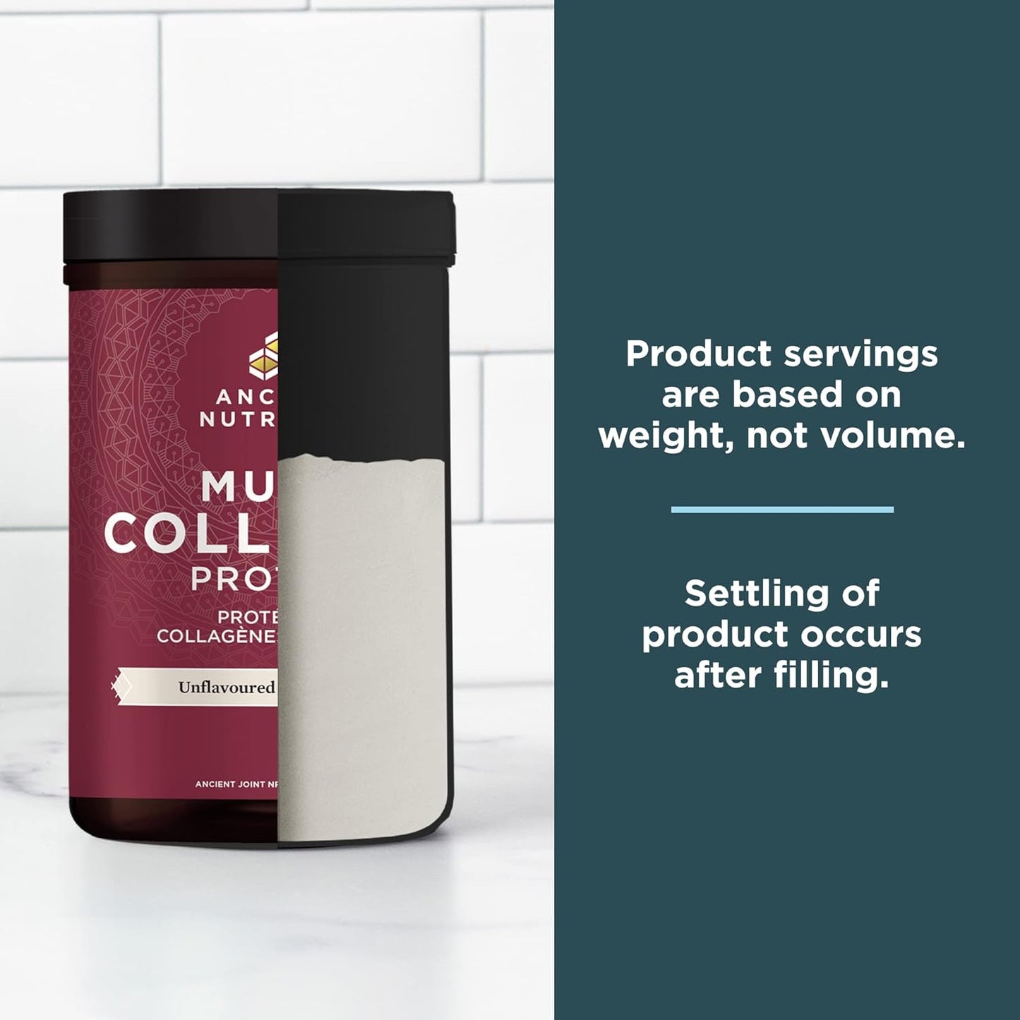 Ancient Nutrition 多胶原蛋白粉 - 无味，由 Josh Axe 博士配制，4 种胶原蛋白来源，5 种胶原蛋白类型，480 克