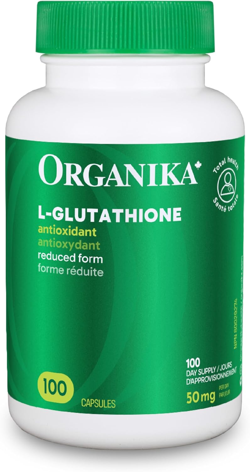 Organika Canadian-Made L-Glutathione (Reduced), Antioxidant and Detox Support -100 Caps