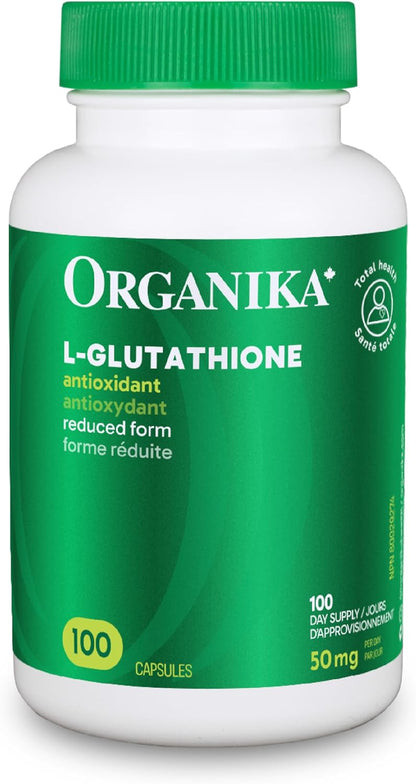 Organika Canadian-Made L-Glutathione (Reduced), Antioxidant and Detox Support -100 Caps