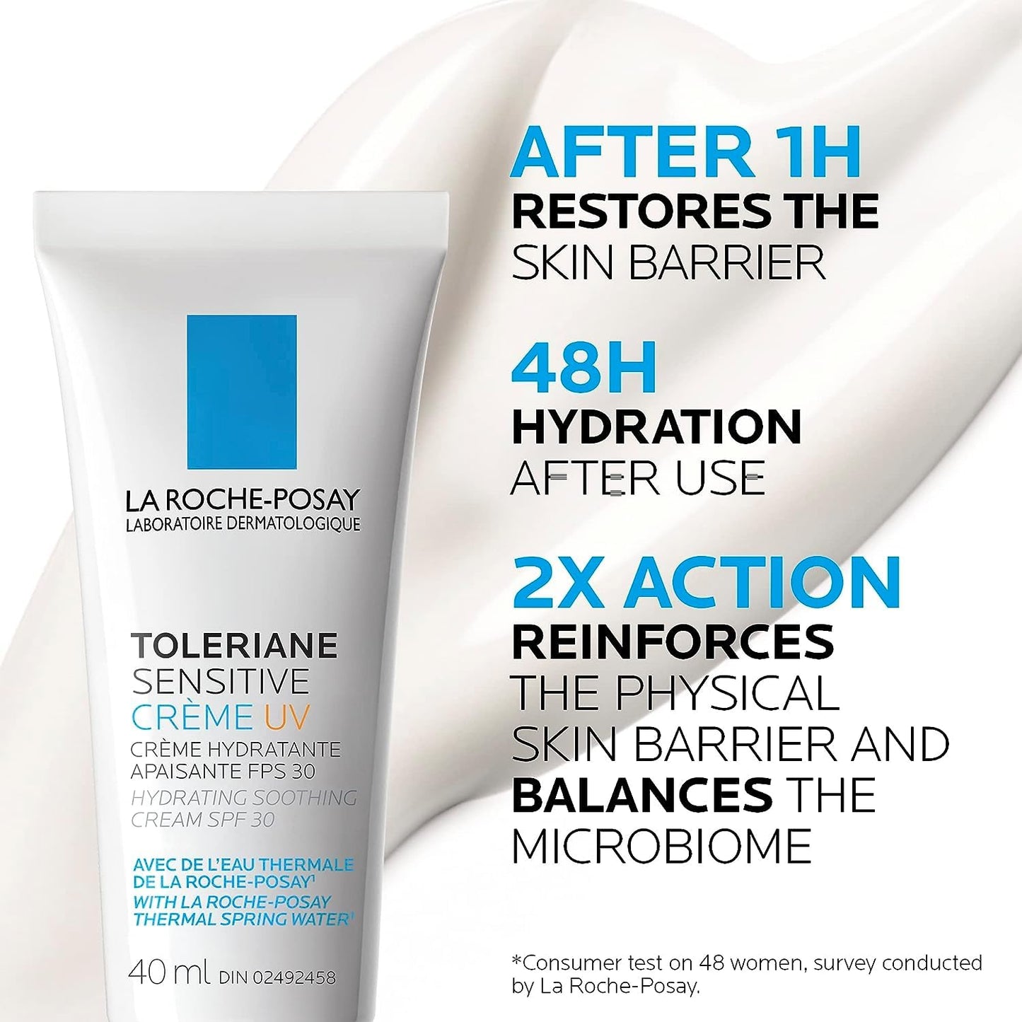 La Roche-Posay Face Moisturizer, Toleriane Sensitive Face Cream with Niacinamide and Ceramides, for Normal to Combination Skin Sensitive Skin, Alcohol Free, Fragrance Free, 40mL (Packaging May Vary)