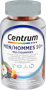 Centrum Men 50 Plus 複合維生素/礦物質軟糖，適合 50+ 男性，櫻桃、漿果和蘋果口味，120 粒
