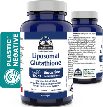 脂質體穀胱甘肽 300 毫克，100 粒軟膠囊 - 100 天用量，Setria 還原型，強效抗氧化，令肌膚容光煥發，活力充沛，健康健康，非轉基因，不含大豆，加拿大製造，抗塑料污染