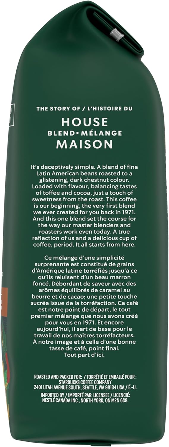 星巴克 House Blend 中度烘焙研磨咖啡，340 克袋装（6 包）
