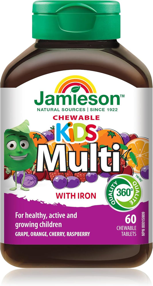 Jamieson 100% 儿童复合维生素咀嚼片 60 片 + 维生素 D 400IU 儿童咀嚼片 100 片