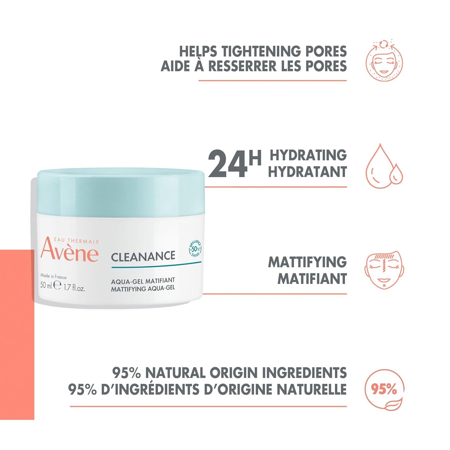 Eau Thermale Avène Cleanance Aqua-cream-in-gel, for Combination and oily Skin, Niacinamide