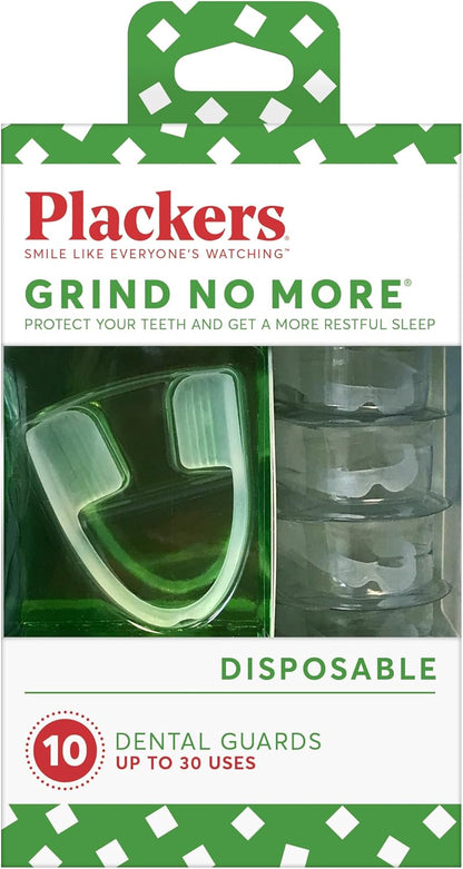 Plackers Grind No More 夜间护齿器，不含 BPA，均码，10 片（1 包）