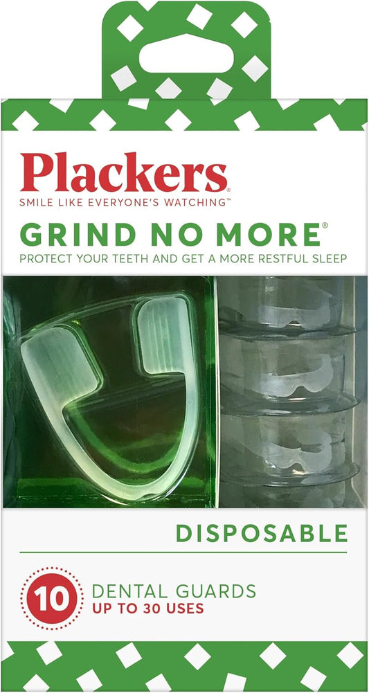Plackers Grind No More 夜间护齿器，不含 BPA，均码，10 片（1 包）