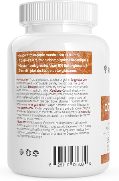 Real Mushrooms Cordyceps Capsules - Organic Militaris Extract with Measured Beta-Glucans Fungal Polysaccharides Immunomodulating Properties Vegan Supplement, Non-GMO, 300 Caps