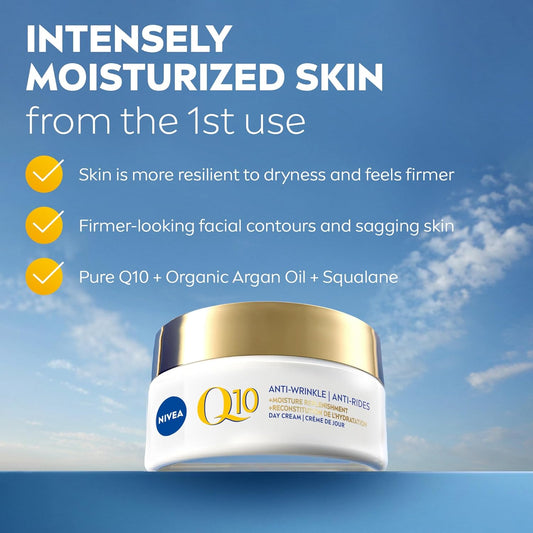 NIVEA Q10 Anti Wrinkle Moisture Replenishment Bundle - Day Cream (50 mL) + Night Cream(50 mL) for Women with Pure Q10, Argan Oil and Squalane to Reduce Wrinkles and Moisturize Skin