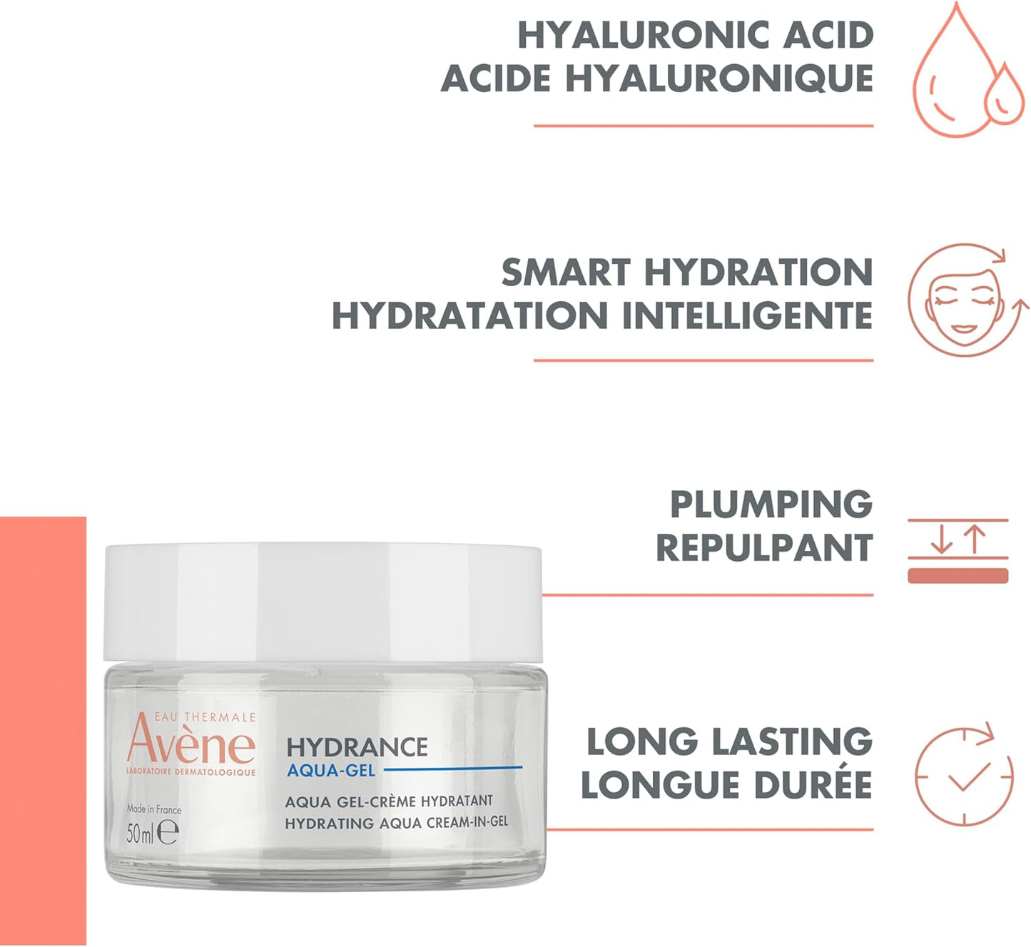 Eau Thermale Avène Hydrance Aqua Cream-In-Gel, 72 hours Hydration, For Sensitive and Dehydrated Skin, With Hyaluronic Acid and Aloe Vera, Ultra-Fresh Texture, 50 ml