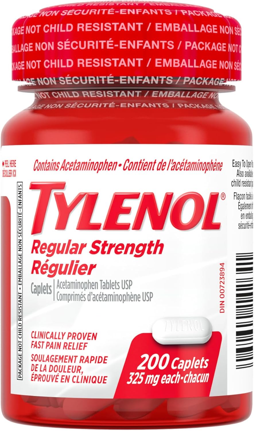 泰諾常規強度 325 毫克膠囊 200 粒