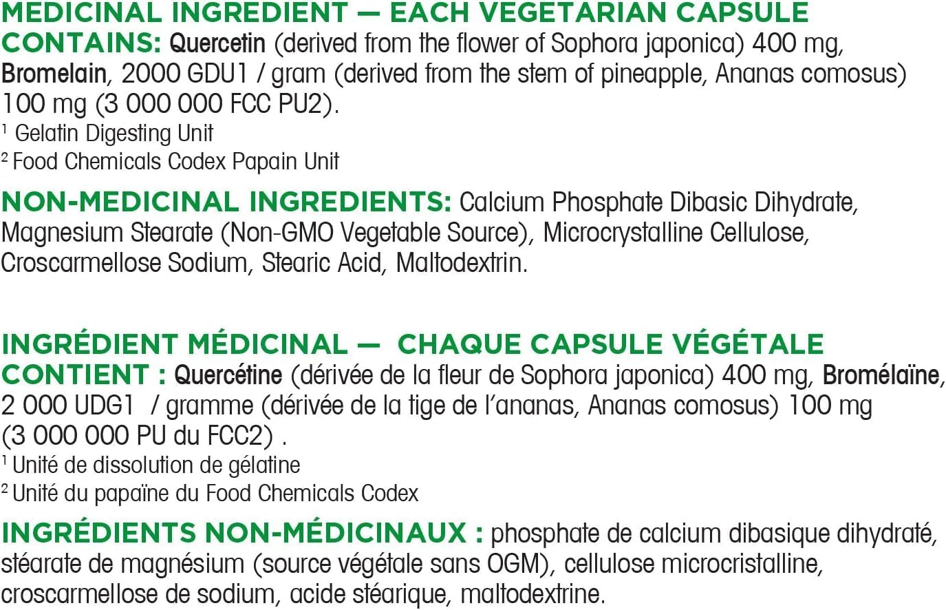 Organika 加拿大製造槲皮素與鳳梨蛋白酶 - 高可用性，支持免疫系統，支持過敏和發炎 - 60 片