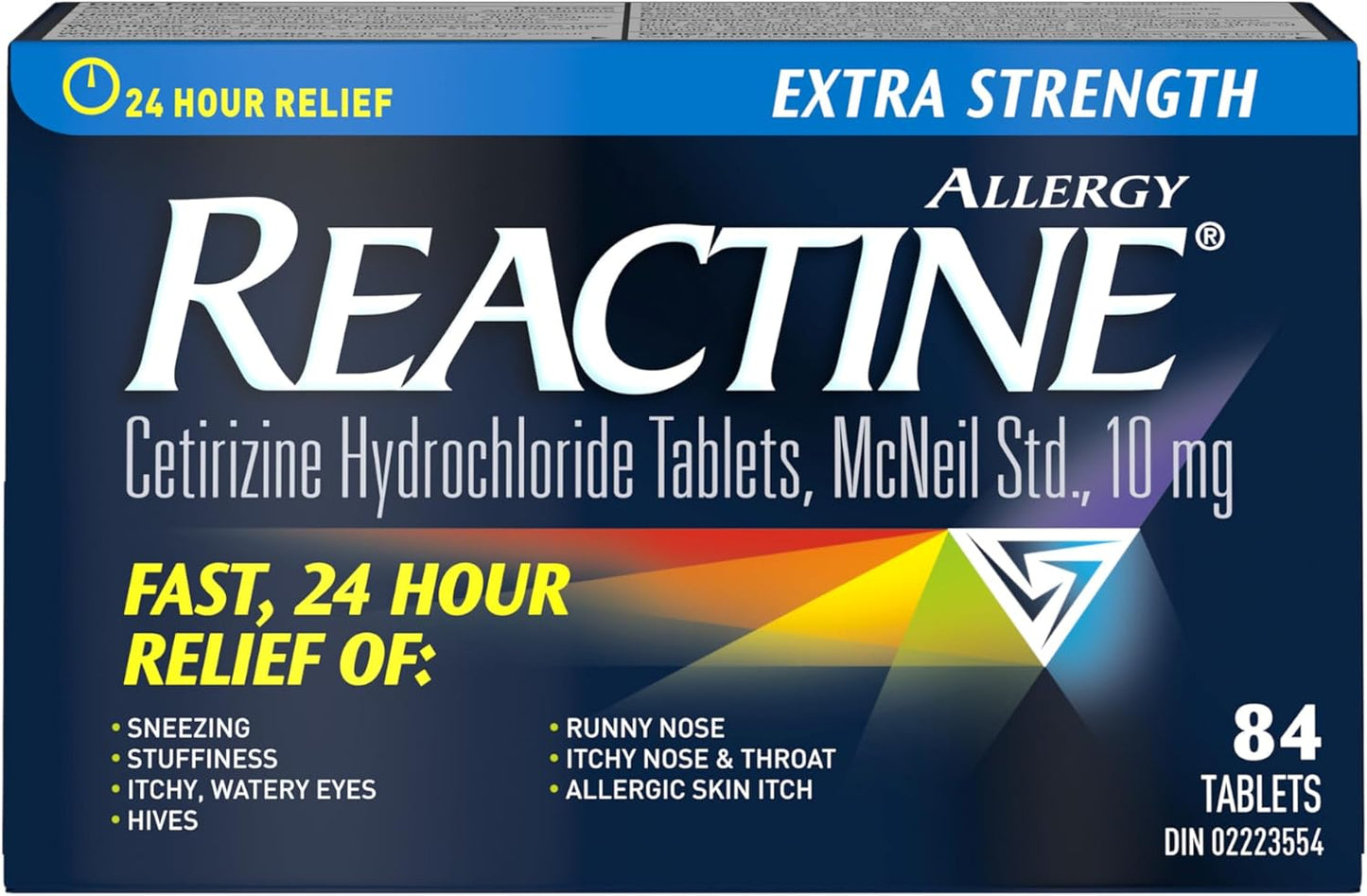 Reactine Extra Strength Antihistamine Tablets - 10mg Cetirizine Hydrochloride - 24 Hour Allergy Relief Medicine - 84 Count