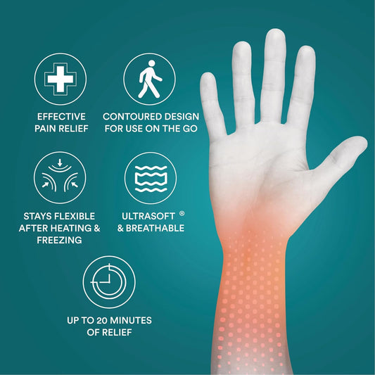 Homedics 冷热舒缓凝胶手套，适用于手部、腕部和拇指的热疗或冰疗，柔软触感弹力面料，波状水凝胶设计，带来舒适放松