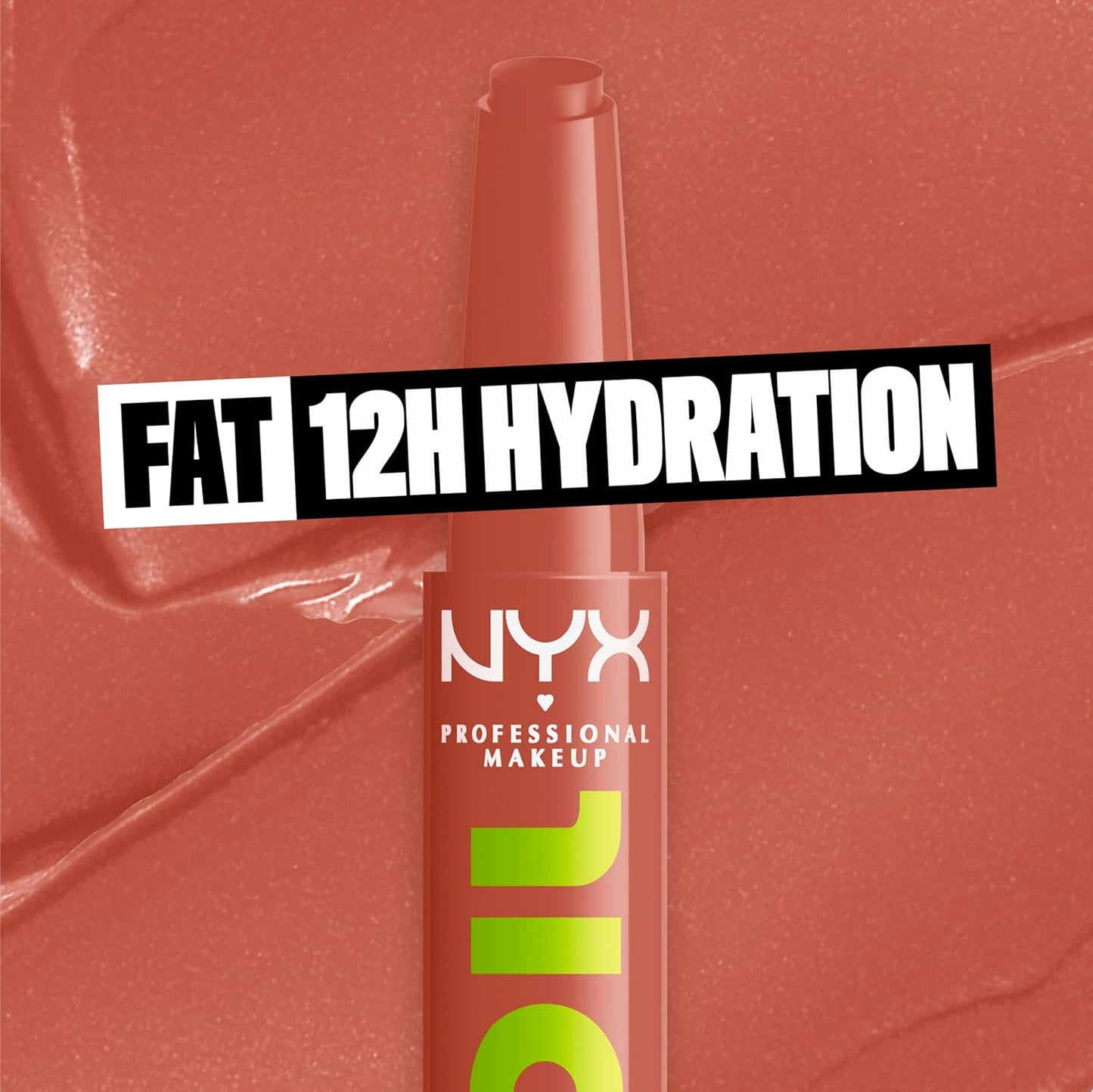 NYX Professional Makeup Fat Oil Slick Click, Lip Balm, 12 HR Hydration, Infused With Nourishing Oils, High Shine Finish, Buildable Colour, Shade: Verified (Nude)