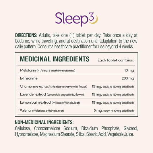 自然之宝睡眠 3，促进放松，帮助重置睡眠-觉醒周期，对抗时差，帮助更快入睡，褪黑激素、L-茶氨酸和草本混合物，片剂，50 克