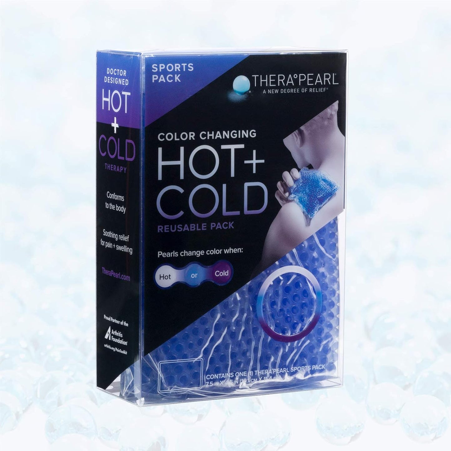 TheraPearl 可重复使用冷热敷袋，带绑带，运动尺寸，含凝胶珠，适合运动员使用，灵活的冷热敷袋，用于缓解关节炎疼痛、肿胀、运动损伤、冷却和加热垫