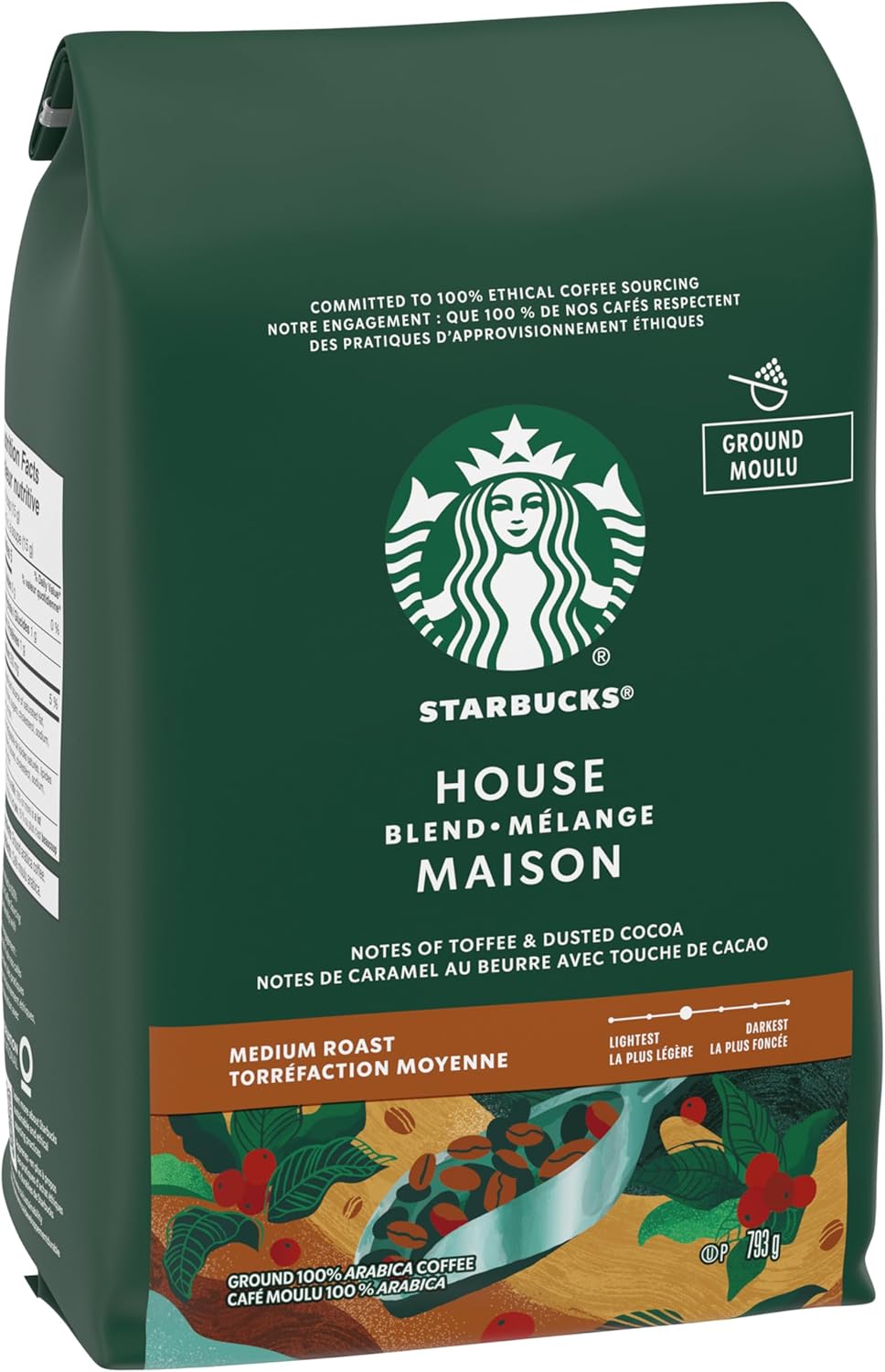 星巴克混合烘焙研磨咖啡，中度烘焙，口感顺滑均衡，采用 100% 阿拉比卡咖啡豆制成，适用于滴滤咖啡机、手冲咖啡机和法式压滤壶，793 克