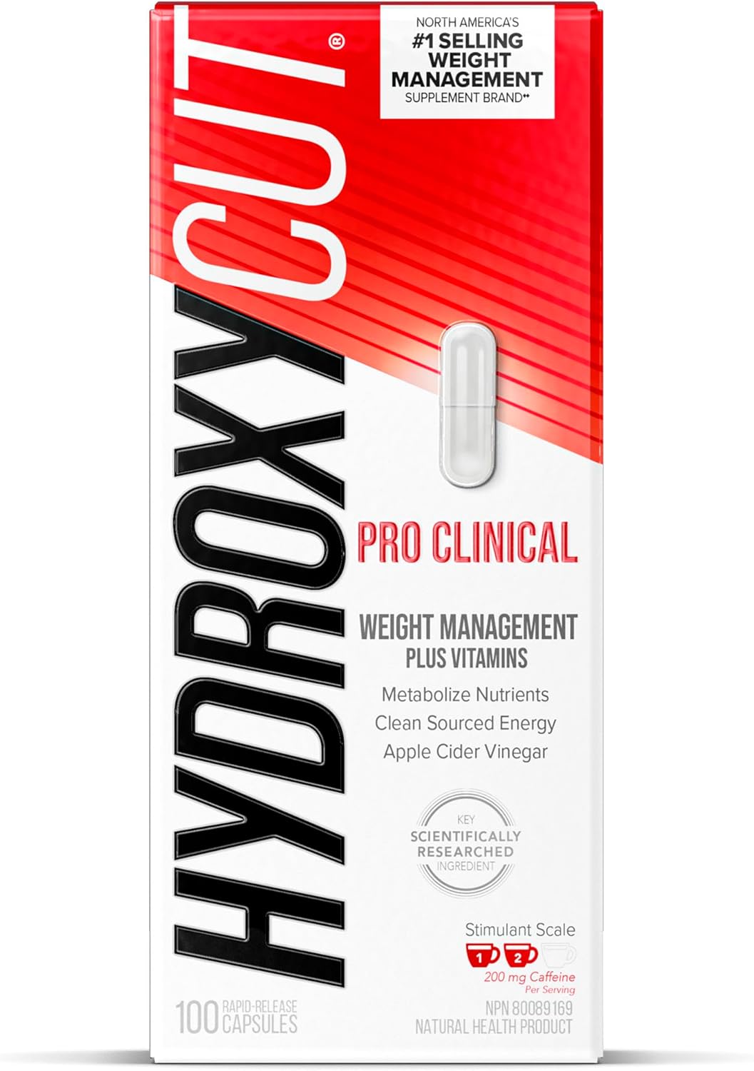 Hydroxycut Pro 临床减肥补充剂，含苹果醋，燃烧卡路里，获取天然能量，50 份（100 粒）